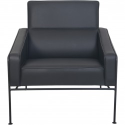 Arne Jacobsen 3301 lufthavnsstol nybetrukket med sort læder 1990'erne