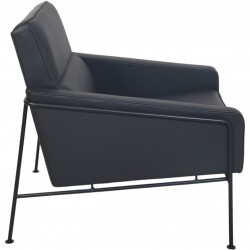 Arne Jacobsen 3301 lufthavnsstol nybetrukket med sort læder 1990'erne