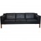 Børge Mogensen 2213 3.seater sofa in black leather 1985