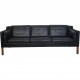 Børge Mogensen 2213 3.seater sofa in black leather 1985