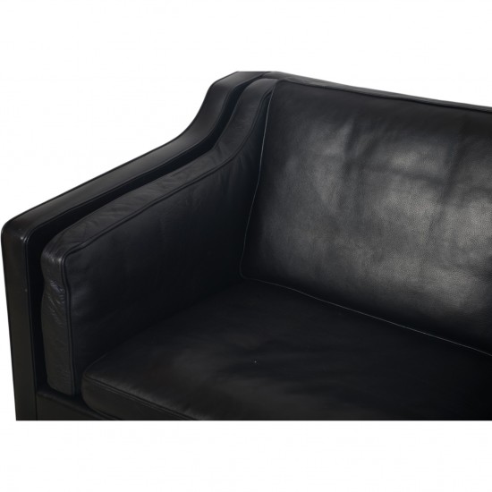 Børge Mogensen 2213 3.seater sofa in black leather 1985