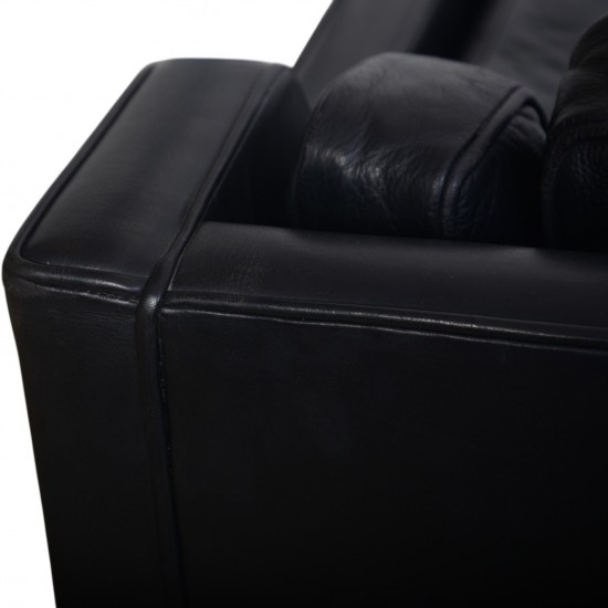 Børge Mogensen 2213 3.seater sofa in black leather 1985