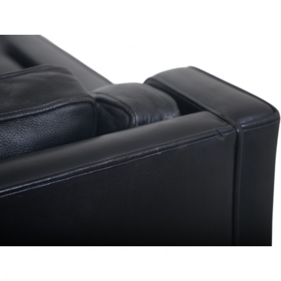 Børge Mogensen 2213 3.seater sofa in black leather 1985