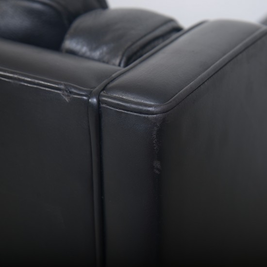 Børge Mogensen 2213 3.seater sofa in black leather 1985