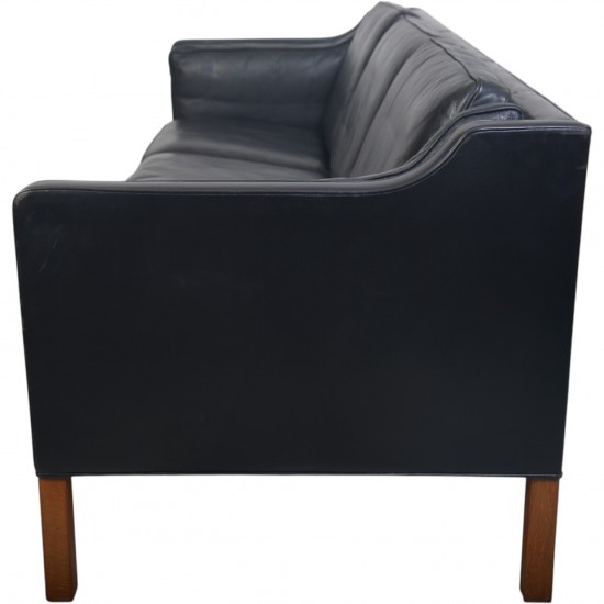 Børge Mogensen 2213 3.seater sofa in black leather 1985