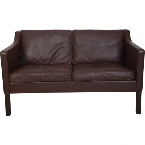 Børge Mogensen 2422 2.seater sofa in brown leather 1980s