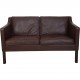 Børge Mogensen 2422 2.seater sofa in brown leather 1980s