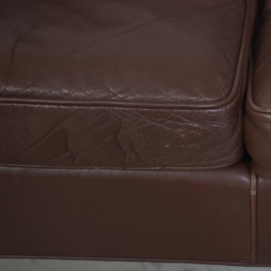 Børge Mogensen 2422 2.seater sofa in brown leather 1980s