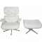 Charles Eames Lounge chair med ottoman i hvid læder 2010'erne