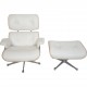 Charles Eames Lounge chair med ottoman i hvid læder 2010'erne