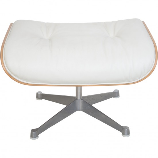 Charles Eames Lounge chair med ottoman i hvid læder 2010'erne