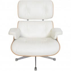 Charles Eames Lounge chair med ottoman i hvid læder 2010'erne