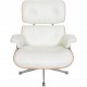Charles Eames Lounge chair med ottoman i hvid læder 2010'erne