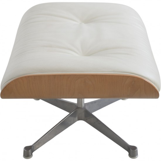Charles Eames Lounge chair med ottoman i hvid læder 2010'erne