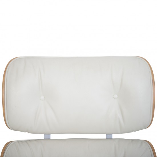 Charles Eames Lounge chair med ottoman i hvid læder 2010'erne