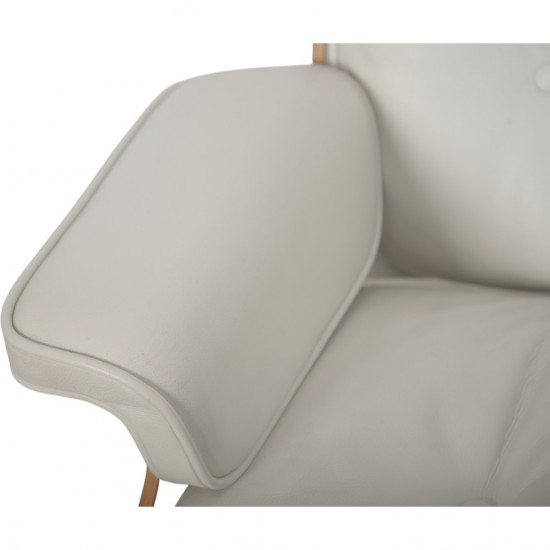 Charles Eames Lounge chair med ottoman i hvid læder 2010'erne