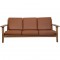 Hans Wegner GE290 3-personers sofa af eg og valnød med anilin læder 1990'erne