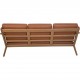 Hans Wegner GE290 3-personers sofa af eg og valnød med anilin læder 1990'erne