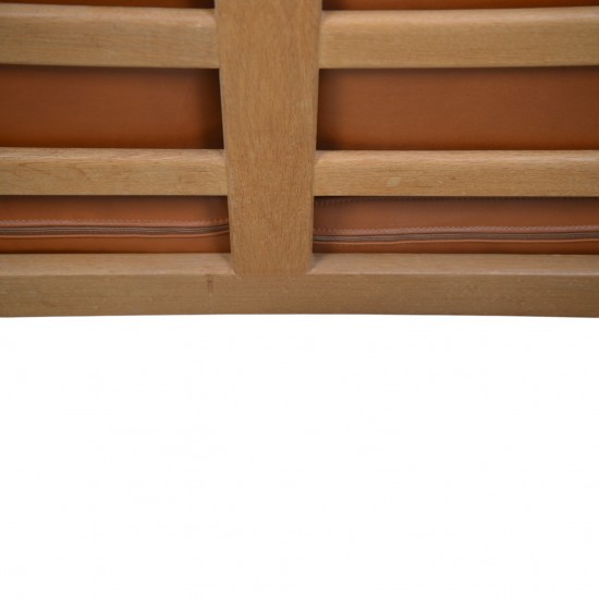 Hans Wegner GE290 3-personers sofa af eg og valnød med anilin læder 1990'erne