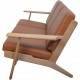 Hans Wegner GE290 3-personers sofa af eg og valnød med anilin læder 1990'erne