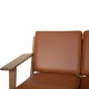 Hans Wegner GE290 3-personers sofa af eg og valnød med anilin læder 1990'erne