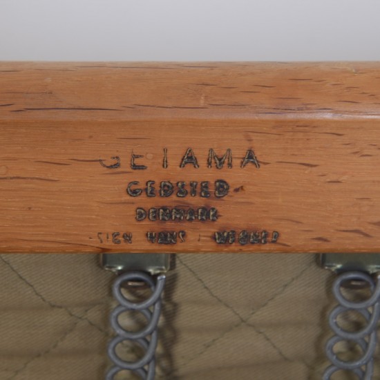 Hans Wegner GE290 3-personers sofa af eg og valnød med anilin læder 1990'erne