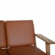 Hans Wegner GE290 3-personers sofa af eg og valnød med anilin læder 1990'erne