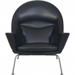 Hans Wegner CH468 Oculus chair reupholstered in black classic leather