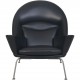 Hans Wegner CH468 Oculus chair reupholstered in black classic leather
