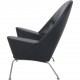 Hans Wegner CH468 Oculus chair reupholstered in black classic leather
