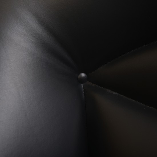 Hans Wegner CH468 Oculus chair reupholstered in black classic leather