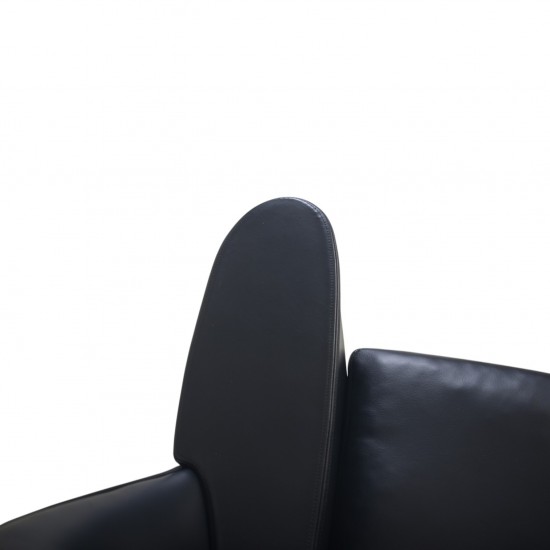 Hans Wegner CH468 Oculus chair reupholstered in black classic leather