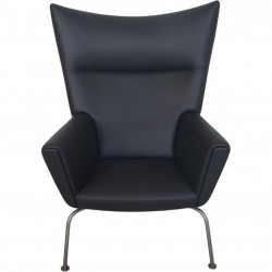 Hans Wegner CH445 Wing chair reupholstered in black Bizon leather