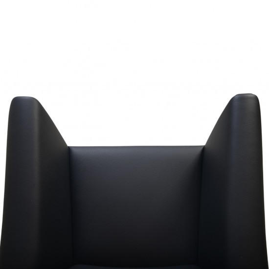 Hans Wegner CH445 Wing chair reupholstered in black Bizon leather