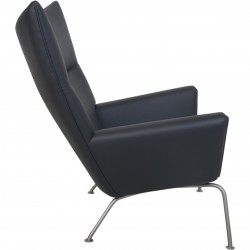 Hans Wegner CH445 Wing chair reupholstered in black Bizon leather