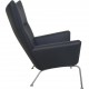 Hans Wegner CH445 Wing chair reupholstered in black Bizon leather
