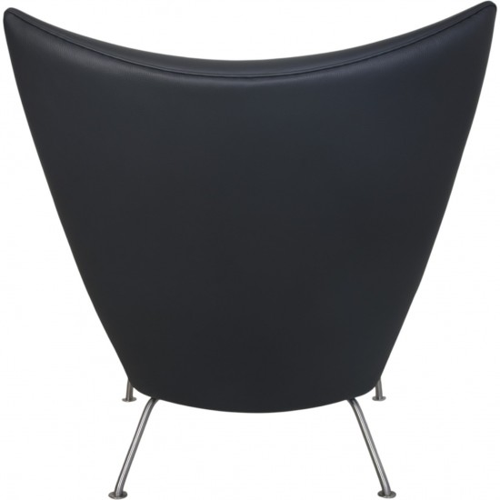 Hans Wegner CH445 Wing chair reupholstered in black Bizon leather