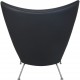 Hans Wegner CH445 Wing chair reupholstered in black Bizon leather
