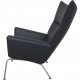 Hans Wegner CH445 Wing chair reupholstered in black Bizon leather