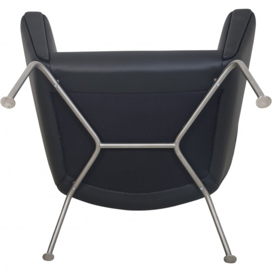 Hans Wegner CH445 Wing chair reupholstered in black Bizon leather