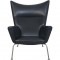 Hans Wegner CH445 Wing chair in black leather 1990s