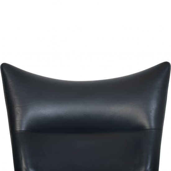 Hans Wegner CH445 Wing chair in black leather 1990s
