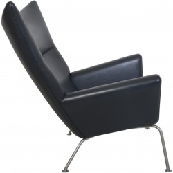 Hans Wegner CH445 Wing chair in black leather 1990s