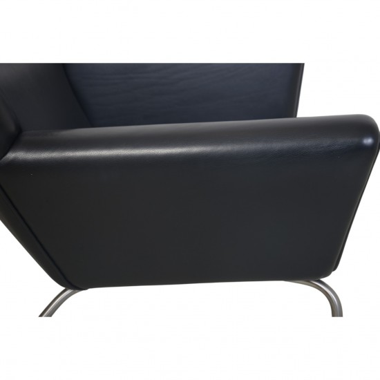 Hans Wegner CH445 Wing chair in black leather 1990s