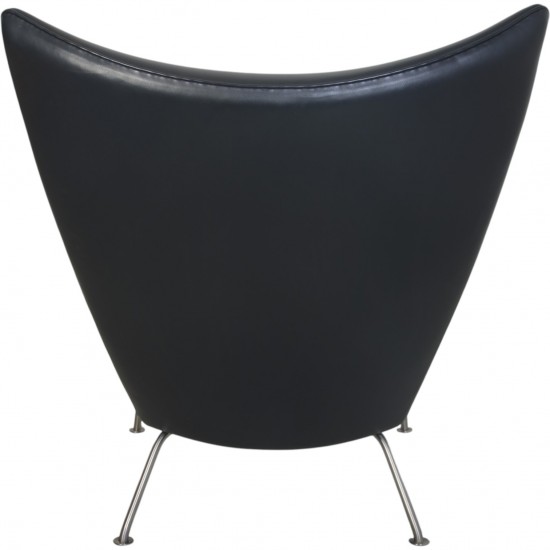 Hans Wegner CH445 Wing chair in black leather 1990s