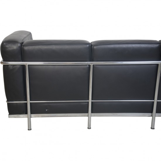 Le Corbusier LC2/3 3.personers sofa i sort Pelle læder 2000'erne