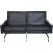 Poul Kjærholm PK31 2.personers sofa i sort aura læder 1988