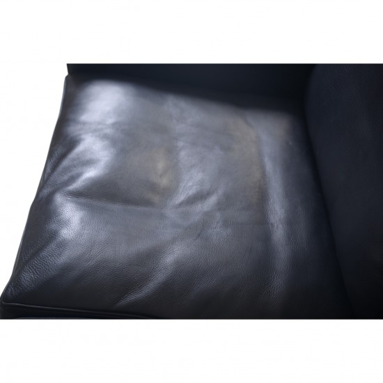 Poul Kjærholm PK31 2.personers sofa i sort aura læder 1988