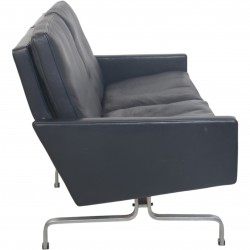 Poul Kjærholm PK31 2.personers sofa i sort aura læder 1988