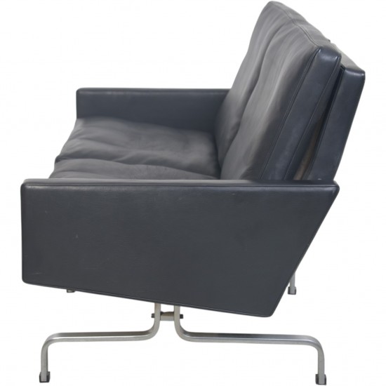 Poul Kjærholm PK31 2.personers sofa i sort aura læder 1988
